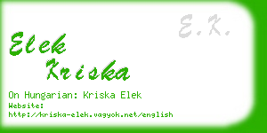 elek kriska business card